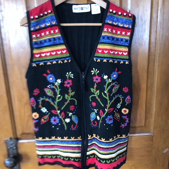 Vtg White Stag Embroidered Floral Vest - Picture 2 of 16
